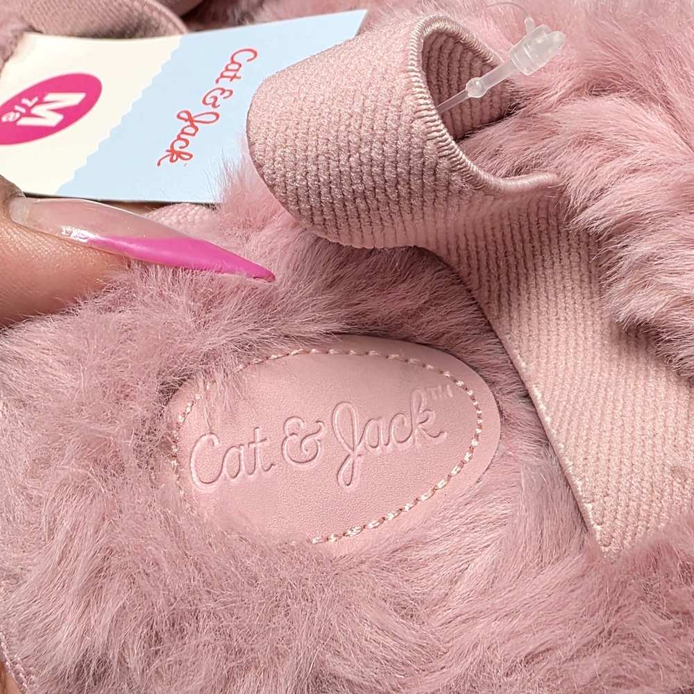 NWT Toddler Cat & Jack Pink Metallic w/Fur Sling back shoes/Slippers mixed Size - Picture 6 of 10